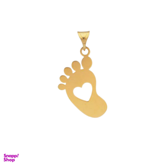 پلاک گردنبند طلا 18 عیار پسرانه پانسی طرح کف پا و قلب کد PE526