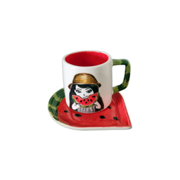 ماگ و زیر ماگی سرامیکی طرح میوه