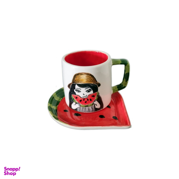 ماگ و زیر ماگی سرامیکی طرح میوه