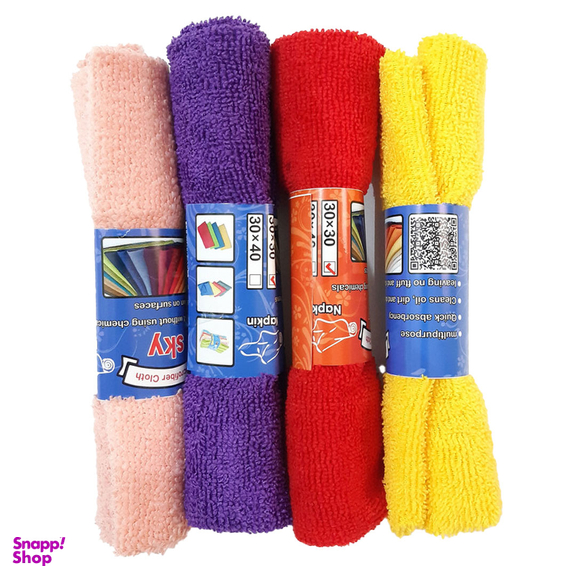 دستمال آشپزخانه میکرو فایبر کد 01 بسته 4 عددی