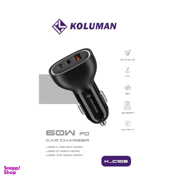 شارژر فندکی موبایل کلومن مدل K-C102 60W