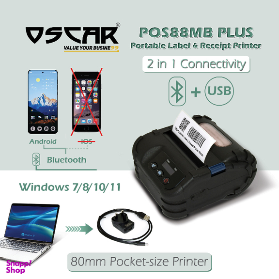 فیش و لیبل پرینتر قابل حمل اسکار مدل 88MB PLUS