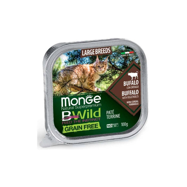 پته گربه مونژه بی وایلد مدل گوشت بوفالو و سبزیجات بدون غلات وزن 100 گرم