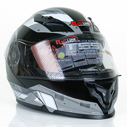 کلاه کاسکت بلوتوثی ردلاین مدل +939 Black Grey Shine به همراه کاور