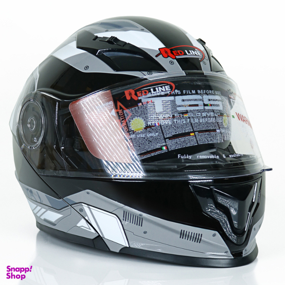 کلاه کاسکت بلوتوثی ردلاین مدل +939 Black Grey Shine به همراه کاور
