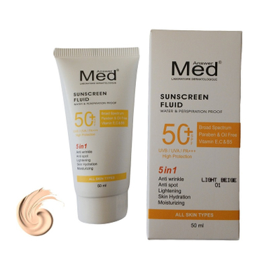 کرم ضد آفتاب رنگی مدانسر spf50 مدل فلویید 01 مناسب انواع پوست حجم 50 میلی لیتر