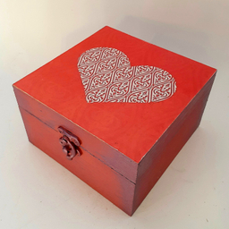جعبه هدیه چوبی مدل فانتزی طرح دل کد SB15