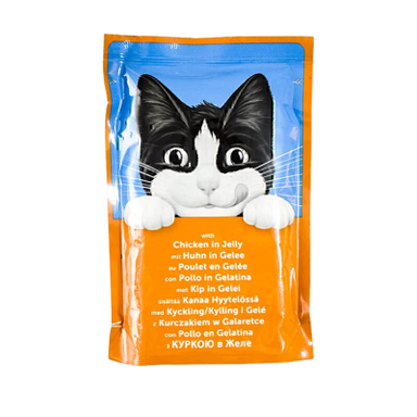 پوچ گربه بالغ فلیکس مدل ژله ای طعم مرغ وزن 85 گرم