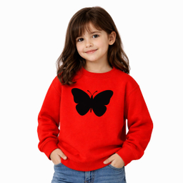 سویشرت دخترانه مدل پروانه رنگ قرمز