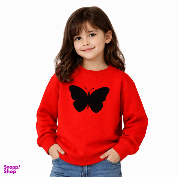 سویشرت دخترانه مدل پروانه رنگ قرمز