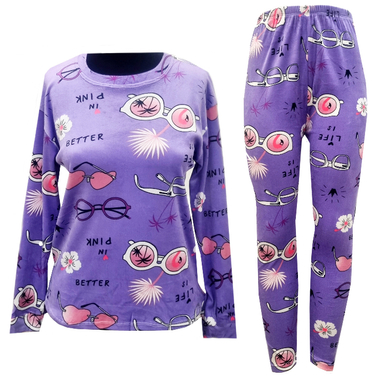 ست بلوز شلوار مخمل زنانه مدل عینک کد PR996 رنگ بنفش