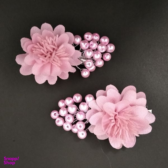 گیره مو دخترانه مدل گل پرچمی مجموعه دو عددی