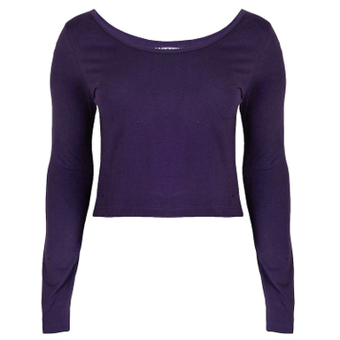 کراپ تیشرت آستین بلند زنانه کانتکس مدل 249014503 رنگ بنفش