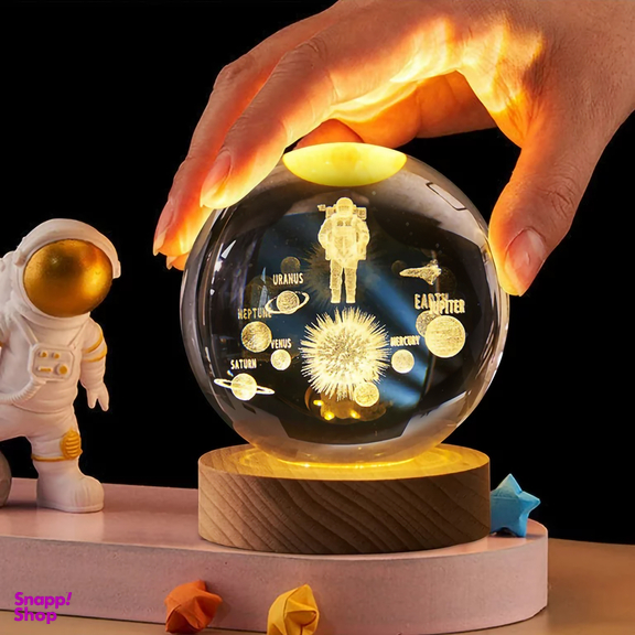 چراغ خواب مدل گوی کریستالی 3D طرح فضانورد