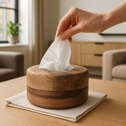 جا دستمال کاغذی چوب گردو مدل تالو کد 0130