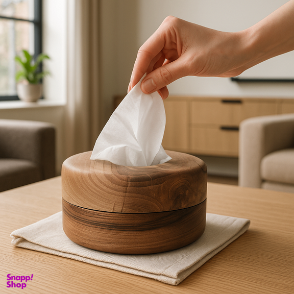 جا دستمال کاغذی چوب گردو مدل تالو کد 0130