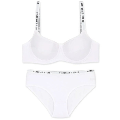 ست شورت و سوتین نخی میسا کد 9025 طرح Victoria’s Secret رنگ سفید
