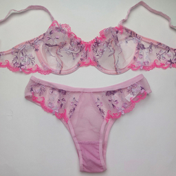 ست شورت و سوتین زنانه نوشه پوش مدل فنردار توری کد 88827 رنگ یاسی