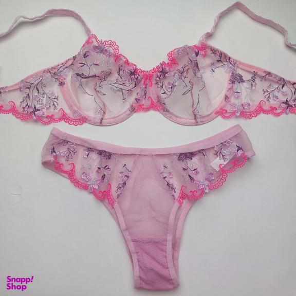 ست شورت و سوتین زنانه نوشه پوش مدل فنردار توری کد 88827 رنگ یاسی