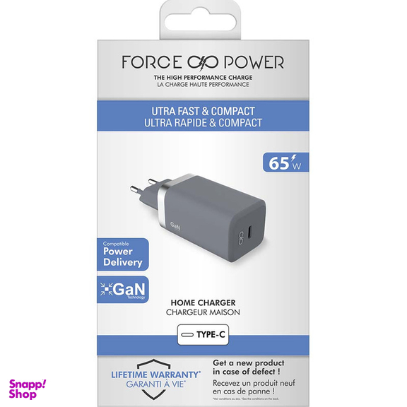 شارژر دیواری فورس مدل FPCS65WGANCG USB C PD