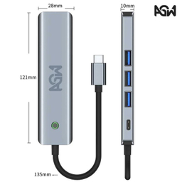USB هاب 5 پورت Type-C ای جی دبلیو مدل BYL-2319