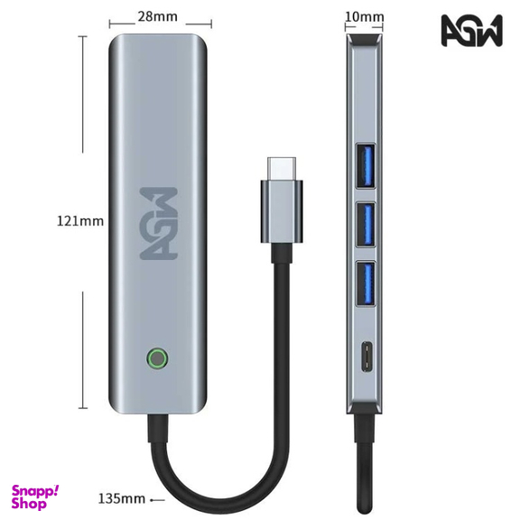 USB هاب 5 پورت Type-C ای جی دبلیو مدل BYL-2319