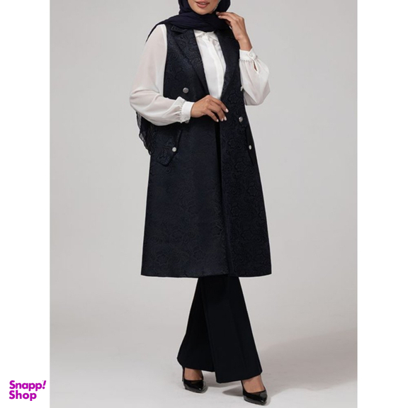 جلیقه رسمی زنانه برنس کد 70104 طرح دار رنگ سرمه ای