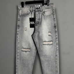 شلوار مام فیت مردانه طرح ZARA کد 1954 رنگ‌ طوسی روشن