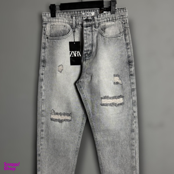 شلوار مام فیت مردانه طرح ZARA کد 1954 رنگ‌ طوسی روشن