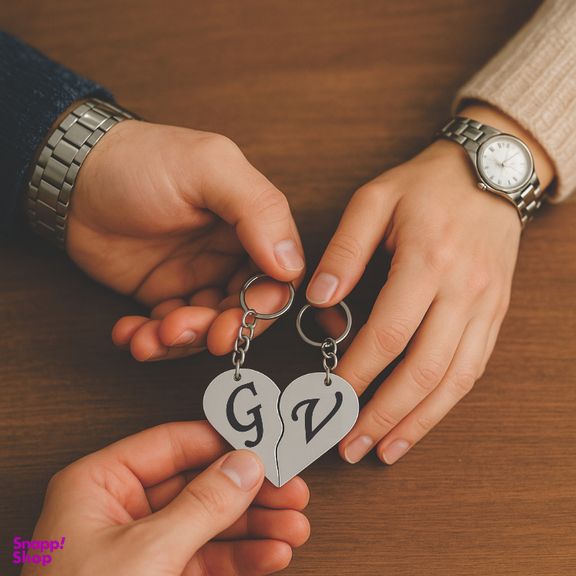 جاکلیدی گیلواره زراوشان مدل قلب دو تکه حرف G V