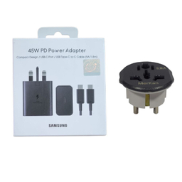 شارژر دیواری 45 وات سامسونگ مدل EP-T4510 به همراه کابل تبدیل USB-C و مبدل برق مارکن