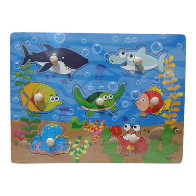 پازل آموزشی پین دار مدل جاگذاری اشکال طرح موجودات دریایی
