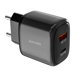 شارژر دیواری پرودو مدل Dual Output USB-C PD And USB-A QC