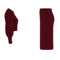 ست پلیور و دامن بافت زنانه مدل پیچک