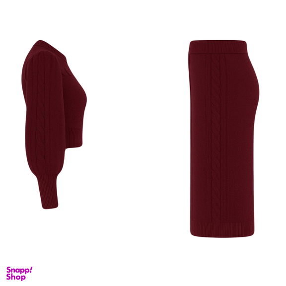 ست پلیور و دامن بافت زنانه مدل پیچک