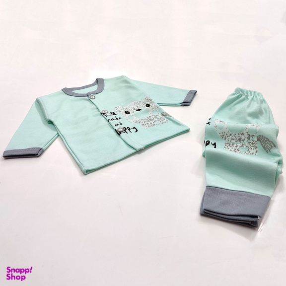 ست شومیز و شلوار نوزادی مدل خرس برفی کد 3700 رنگ سبز