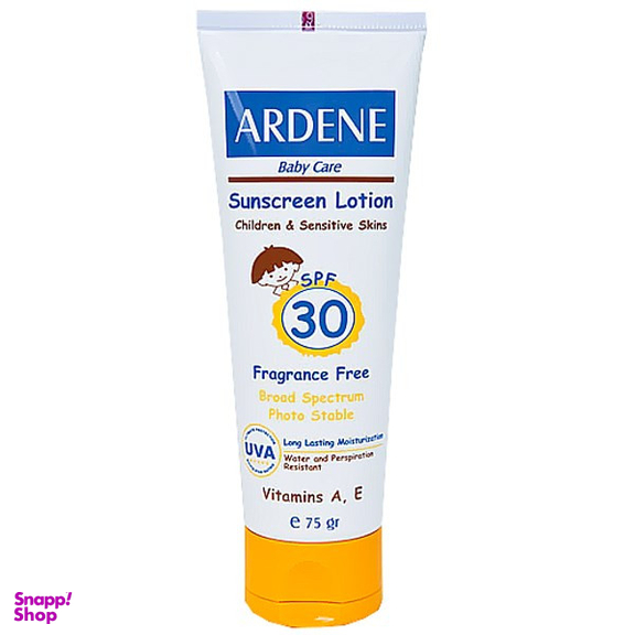لوسیون ضد آفتاب کودک آردن سری Baby Care SPF30 مقدار 75 گرم