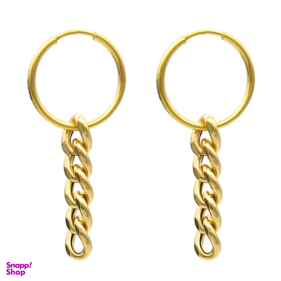 گوشواره طلا 18 عیار زنانه کاپانی مدل حلقه ای با آویز کد KE021