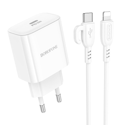 شارژر دیواری 20 وات بروفون مدل BA81A (EU) به همراه کابل Type-C به Lightning