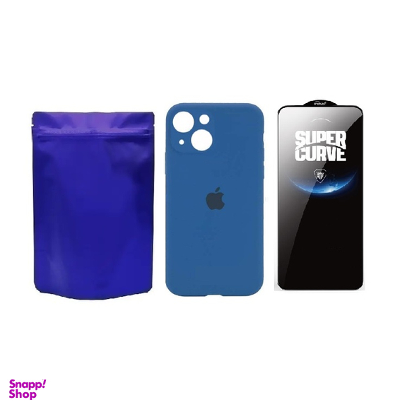 کاور گوشی موبایل مدل M-B Silicon طرح محافظ لنز دار مناسب اپل iPhone 15 به همراه محافظ صفحه نمایش Super Curve
