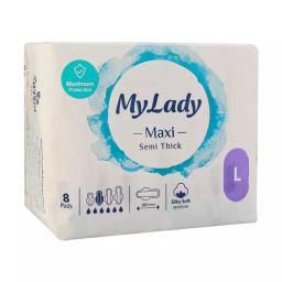 نوار بهداشتی مای لیدی مکسی مدل به نرمی ابریشم سایز بزرگ بسته 8 عددی