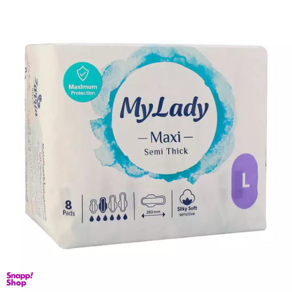 نوار بهداشتی مای لیدی مکسی مدل به نرمی ابریشم سایز بزرگ بسته 8 عددی