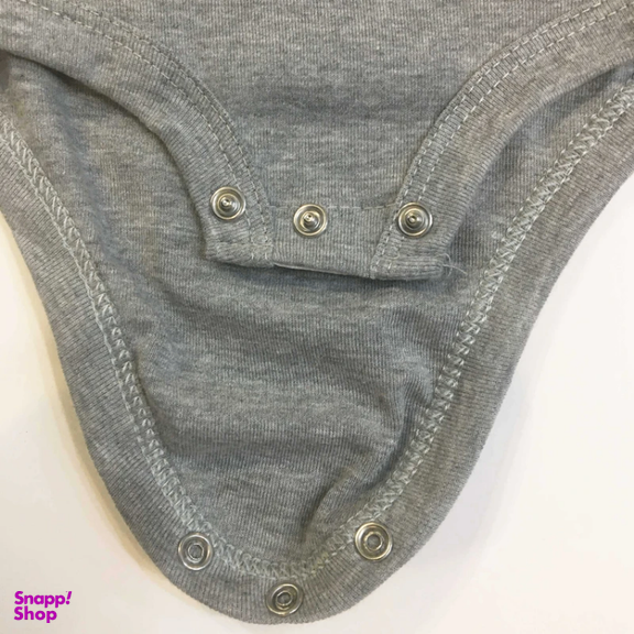 بادی نوزادی آرم پوش مدل یقه باز شو کد T001 رنگ طوسی