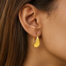 گوشواره عصایی طلا 18 عیار زنانه زرلاین مدل آینه ای اشک کد E-500049