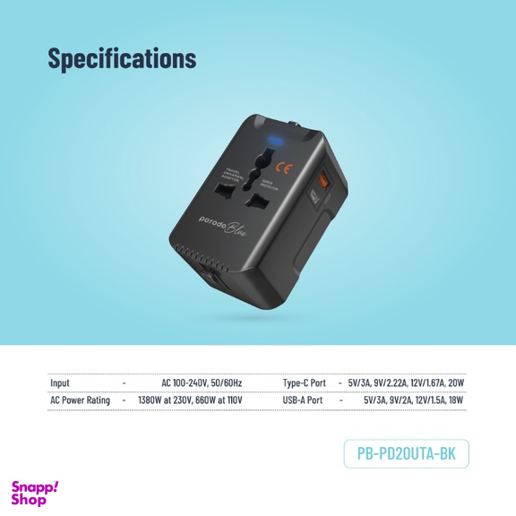 شارژر موبایل پرودو مدل PB-PD20UTA-BK