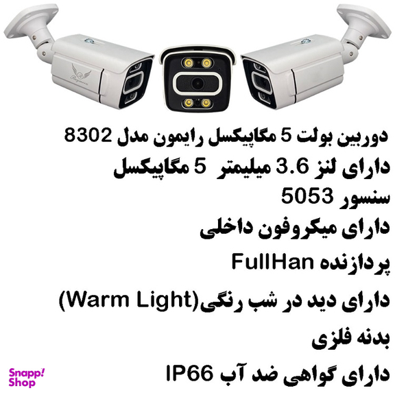 پک سیستم امنیتی دوربین مداربسته رایمون مدل 5 مگاپیکسل کد RP-5M-HI8C-02 مجموعه 38 عددی