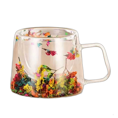 لیوان دوجداره طرح گل خشک کد 03