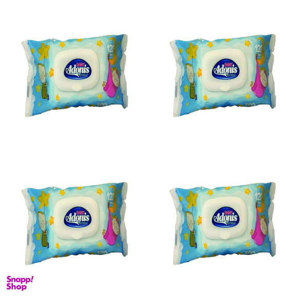 دستمال مرطوب کودک آدونیس مدل new چهار بسته 120 عددی