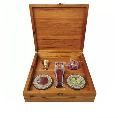 جعبه هدیه زعفران و هل ستاره زعفرانیه مدل قشقایی