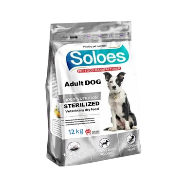 غذای خشک سگ عقیم شده بالغ سولواس طعم مرغ و برنج وزن ۱۲ کیلوگرم